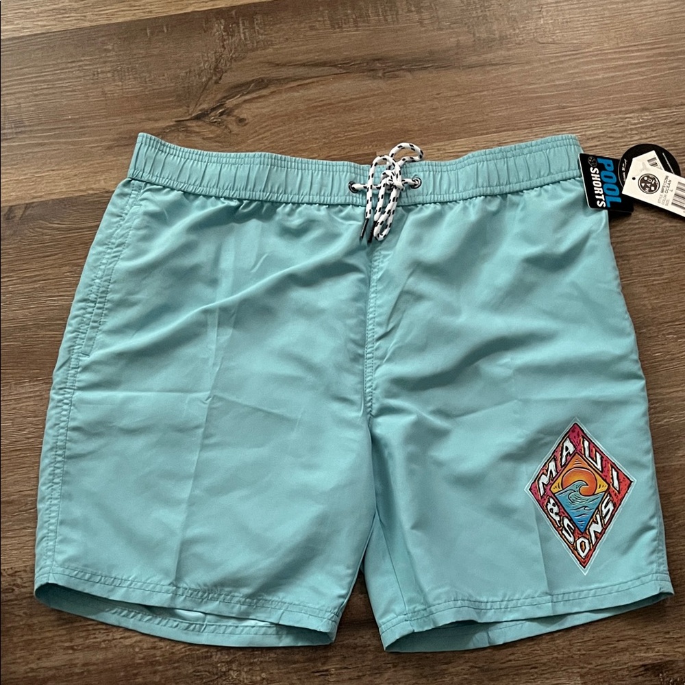 New Maui and Sons Teal Swim Trunks / Pool shorts